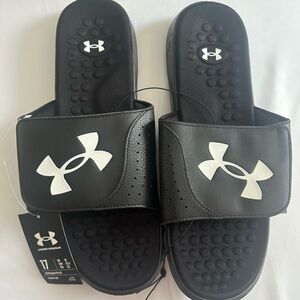 NWT Mens Under Armour UA M Ignite Pro SL black slides size 17‎